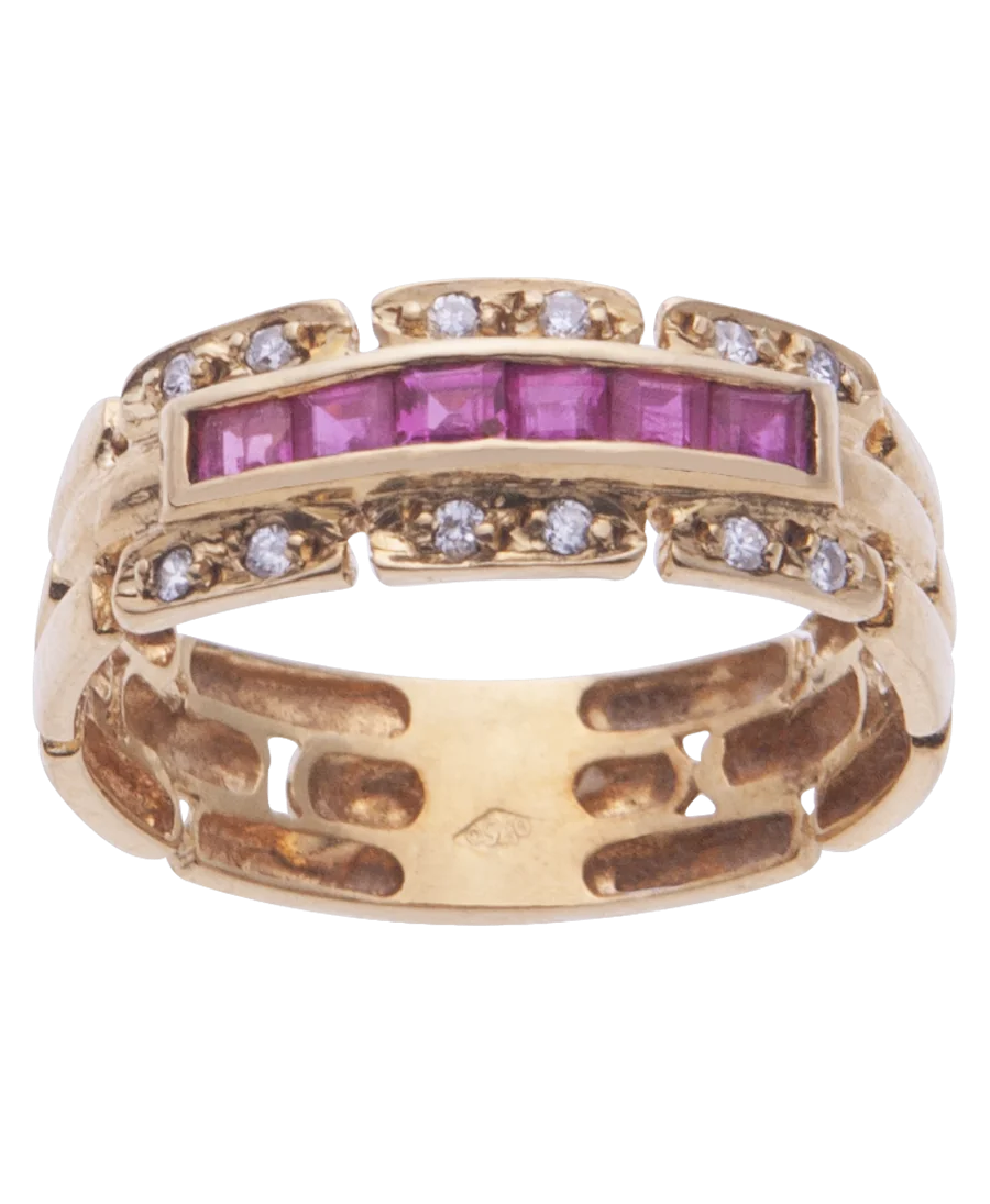 Rubinring aus 18 Karat Gelbgold, erhältlich bei virtu luxury