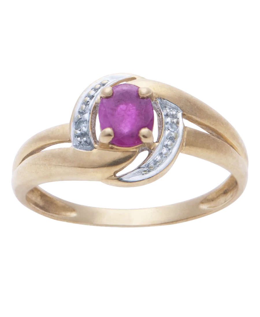 RING AUS 18 KARAT GELBGOLD MIT ZENTRALEM RUBIN, ERHÄLTLICH BEI VIRTU LUXURY RING AUS 18 KARAT GELBGOLD MIT ZENTRALEM RUBIN, ERHÄLTLICH BEI VIRTU LUXURY