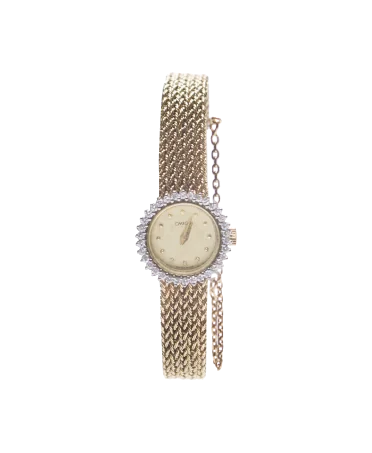 Omega Watch in 18 Carat Yellow Gold with Diamonds. Available at VIRTU LUXURY.