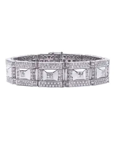 Armband mit weißen Diamanten aus 18 Karat Weißgold. Erhältlich bei VIRTU LUXURY.