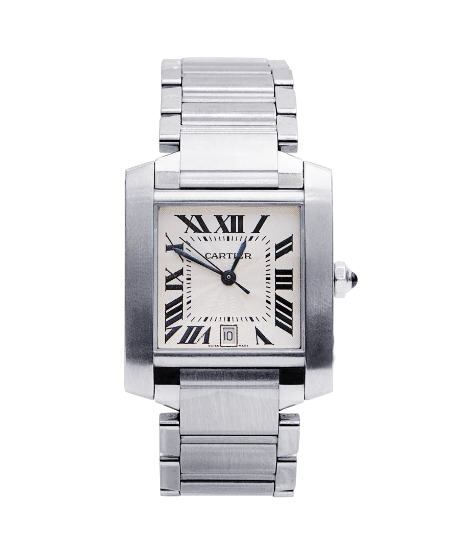 Armbanduhr TANK Française Date des Luxushauses Cartier. Erhältlich bei VIRTU LUXURY.
