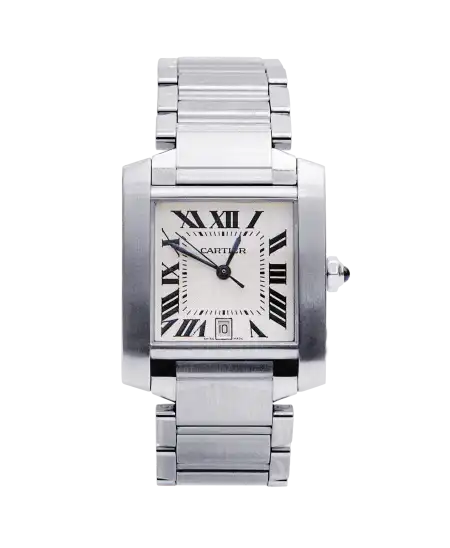 Armbanduhr TANK Française Date des Luxushauses Cartier. Erhältlich bei VIRTU LUXURY.