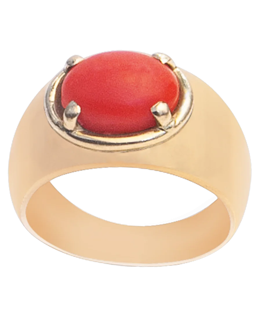 Bague Corail - Bague rouge cabochon - Bague or jaune 18 K - Bague dôme - VIRTU LUXURY Bague Corail - Bague rouge cabochon - Bague or jaune 18 K - Bague dôme - VIRTU LUXURY