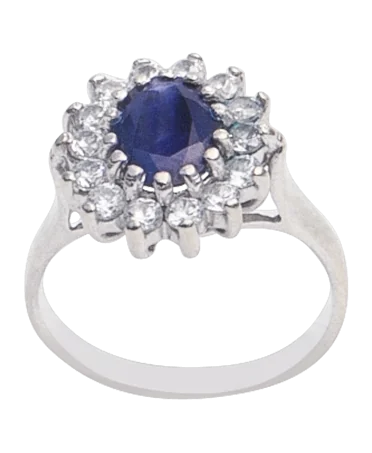 Der Ring CHARMANTE MARGUERITE mit seinem Saphir und seinen Diamanten ist unvergesslich.
