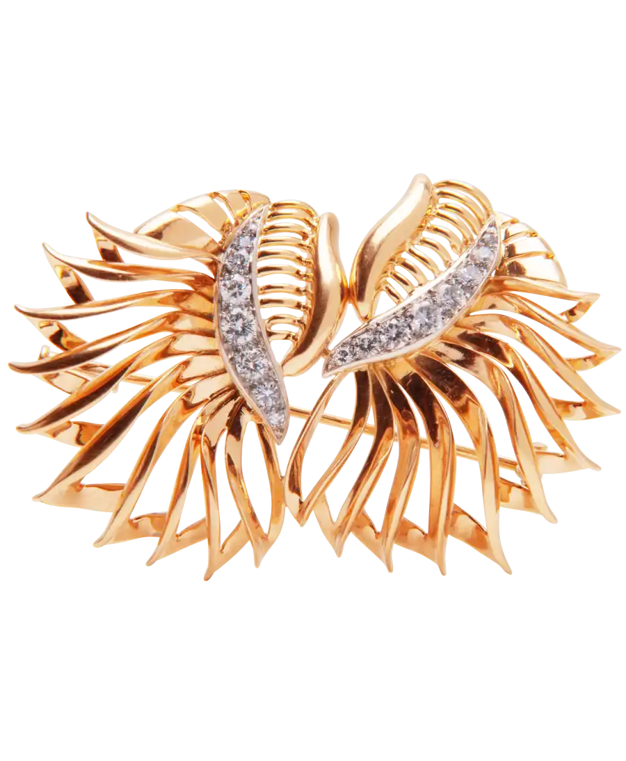 Diese Brosche ANGEL WINGS ist dank ihrer unverwechselbaren Form und ihrer funkelnden Diamanten faszinierend.