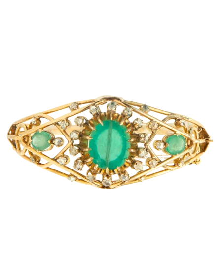 Armband ZINA aus 18K Gelbgold und 3 transparenten kolumbianischen Smaragden im ovalen Cabochonschliff von 27,78 Karat