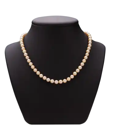 CHOKER-HALSKETTE - weiße PERLEN-Halskette, 18 Karat Goldverschluss - LUXUS-HALSKETTE - QUALITÄT AA+