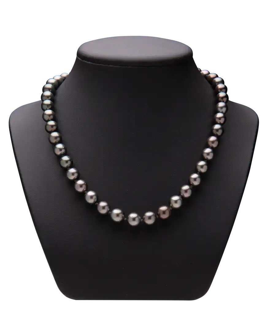 CHOKER PERLEN VON TAHITI - GROSSE SCHWARZE PERLEN - AA+ GLANZ - AA PERLMUTTOBERFLÄCHE