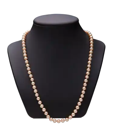 goldfarbene Halskette - Perlenkette - Perlen- und Diamantenhalskette - Silberverschluss-Halskette - Perlmutt-Oberfläche AAA