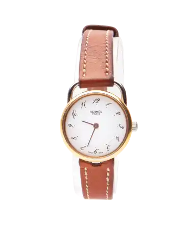 Hermes Uhr - Dornschließe - Straußenleder - Gold und Stahl - Uhrmacher - virtu luxury - Arceau Uhr