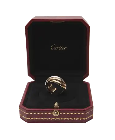 KLASSISCHER TRINITY-RING – Maison Cartier – 3 Goldtöne – Luxus – Unisex – Erhältlich bei VIRTU LUXURY