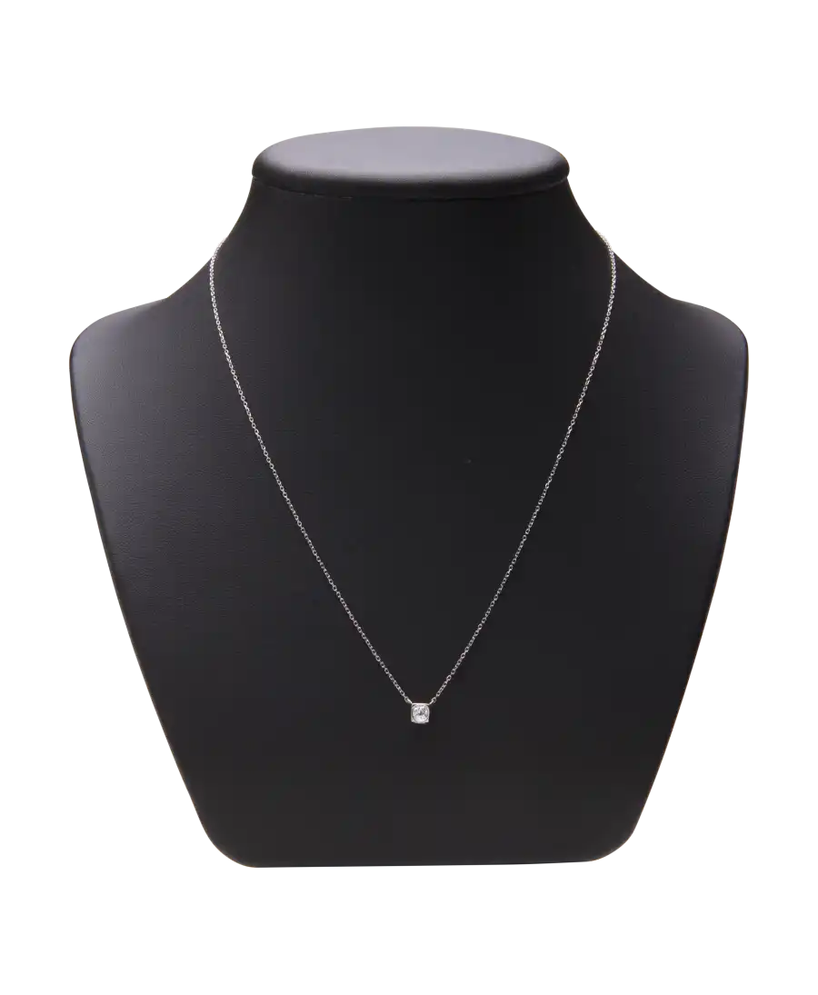 DINH VAN Halskette aus 18K Weißgold brillant - Solitärdiamant - LE CUBE DIAMANT - Erhältlich bei VIRTU LUXURY