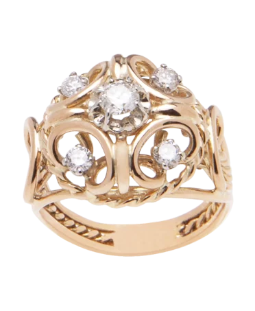 Arabesque-Ring aus 18 Karat Gelbgold mit weißen Diamanten. Erhältlich bei VIRTU LUXURY.