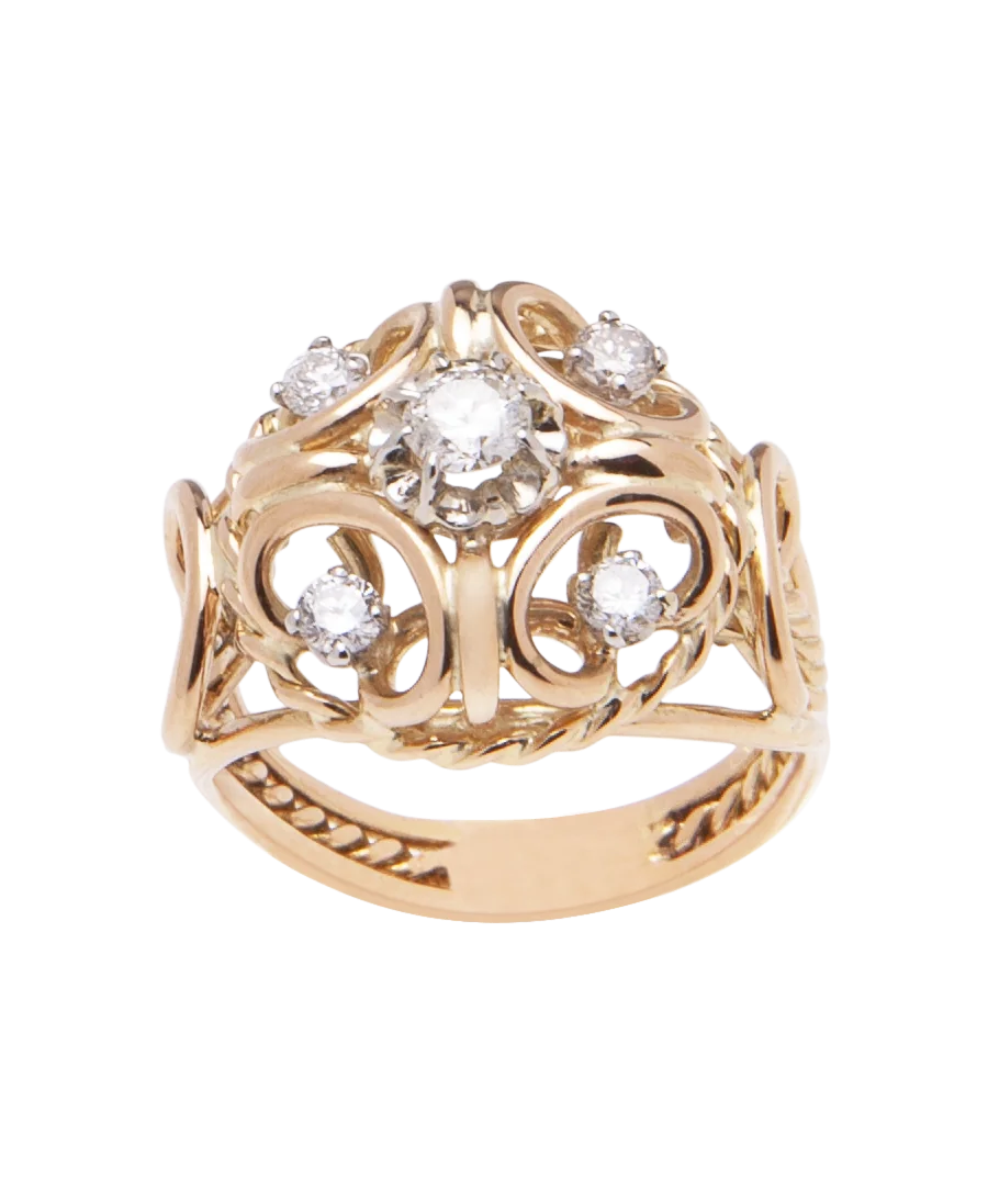 Arabesque-Ring aus 18 Karat Gelbgold mit weißen Diamanten. Erhältlich bei VIRTU LUXURY. Arabesque-Ring aus 18 Karat Gelbgold mit weißen Diamanten. Erhältlich bei VIRTU LUXURY.