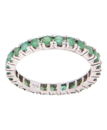Bague Émeraude Tour Complet une bague en Or blanc 18 Carats. Disponible chez VIRTU LUXURY.