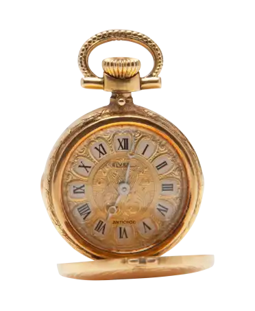 Taschenuhr der Marke Elves aus 18 Karat Gelbgold. Erhältlich bei VIRTU LUXURY