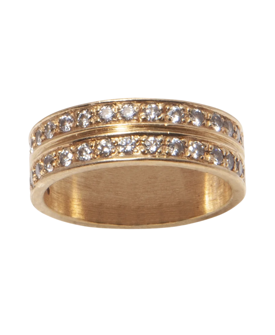 Doppelter Memoire-Ring mit Brillanten aus 18K Gelbgold bei VIRTU LUXURY