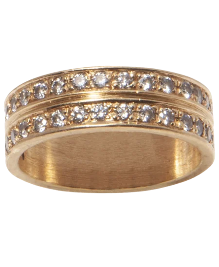 Doppelter Memoire-Ring mit Brillanten aus 18K Gelbgold bei VIRTU LUXURY