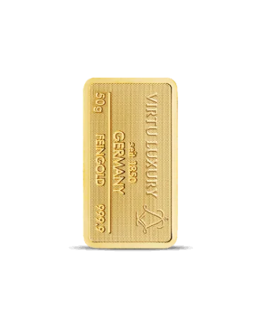 50 Gramm Feingoldbarren aus 24K purem Gold zum Verkauf verfügbar bei VIRTU LUXURY