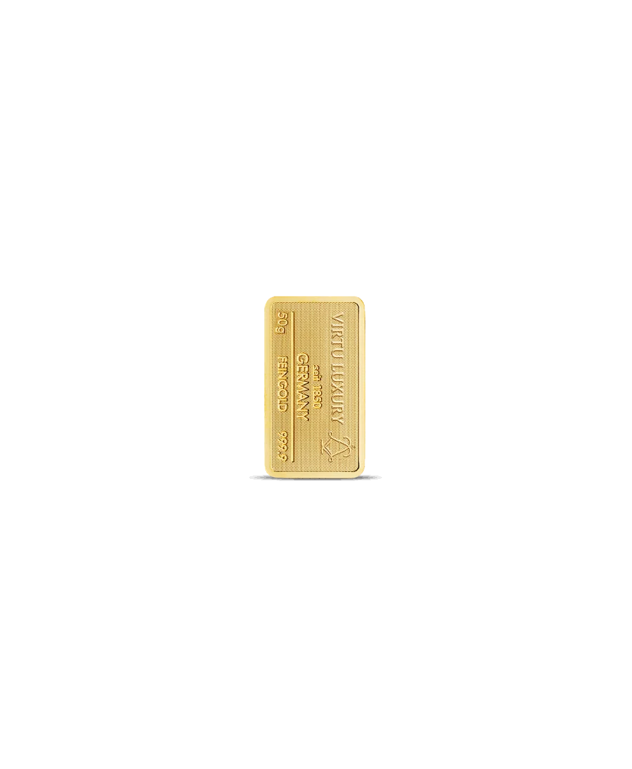 50 Gramm Feingoldbarren aus 24K purem Gold zum Verkauf verfügbar bei VIRTU LUXURY