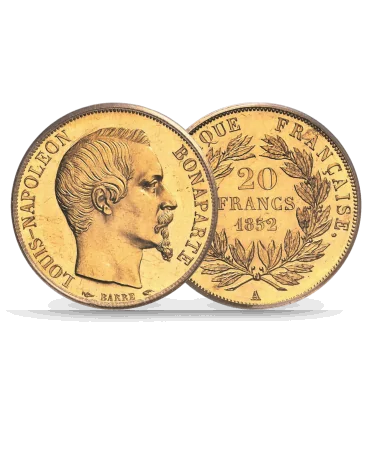 20 Francs Gold Napoleon Kopf ohne Lorbeerkranz