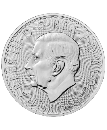 Vorderseite BRITANNIA Charles III Silber erhältlich bei VIRTU LUXURY