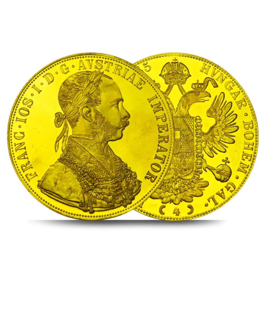 Avers et Revers de la Pièce d'OR de QUATRE 4 DUCATS AUTRICHIENS disponible EN LIGNE et EN BOUTIQUE chez VIRTU LUXURY Avers et Revers de la Pièce d'OR de QUATRE 4 DUCATS AUTRICHIENS disponible EN LIGNE et EN BOUTIQUE chez VIRTU LUXURY